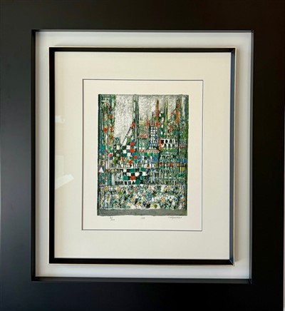 Serigrafia Sobre papel 61/150, Mancha 38x29 cm, Dimensão com moldura 98x88 cm